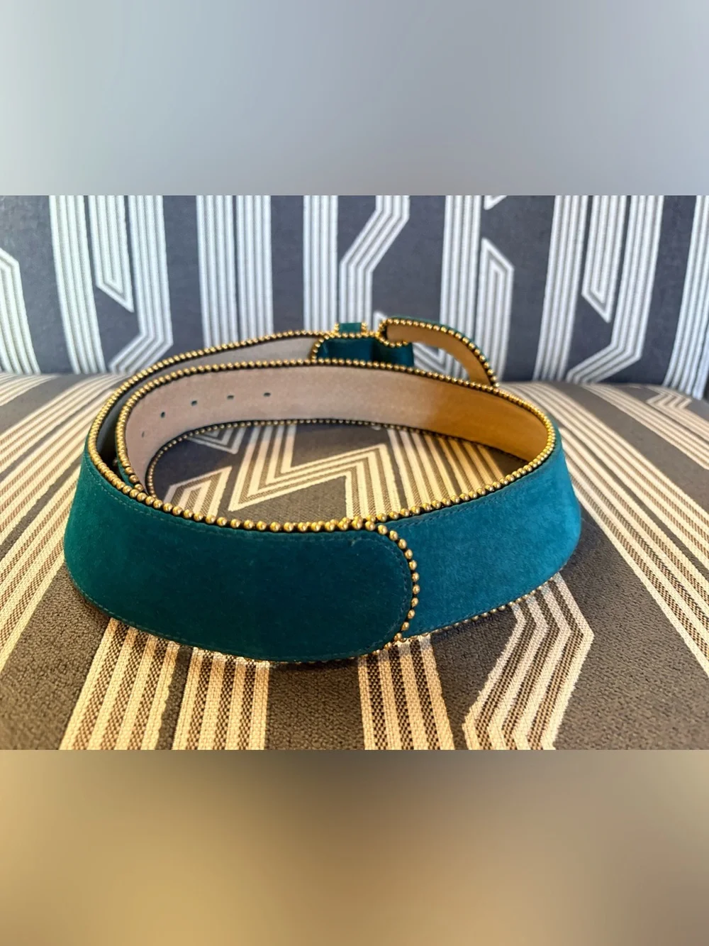 VTG Anne Klein Teal Blue Green Suede Belt Size M